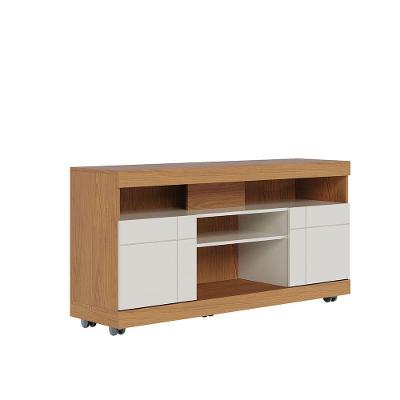Rack Bancada de TV 47" 136CM MDP Rodízios Freijó Off White D'Rossi