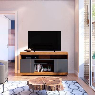 Rack Bancada de TV Ariele 47" 136CM MDP com Rodízios Preto Fosco D'Rossi