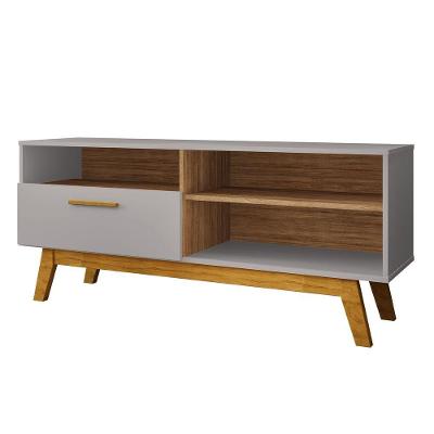 Rack Paládio 136CM MDF Portas de Correr Off White Bechara Móveis