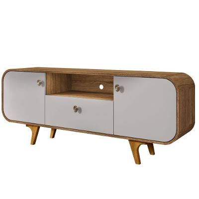 Rack Noronha 156CM MDF com Gaveta Cinamomo e Off-white Bechara Móveis
