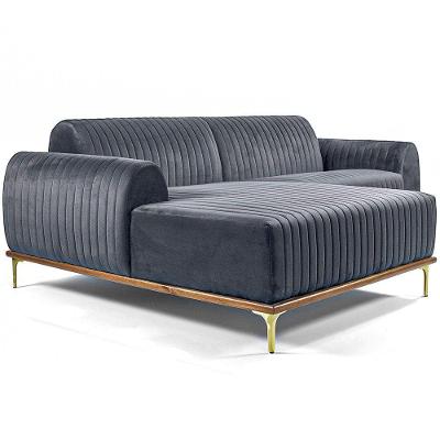 Sofá Chaise Molino 3 Lugares 230CM Veludo Titânio Nexta