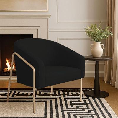Poltrona Stella Industrial Alta Champanhe Linho Preto D'Rossi