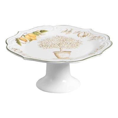 Porta Torta Toscana Limão Siciliano Cerâmica Branco Cerâmica Scalla