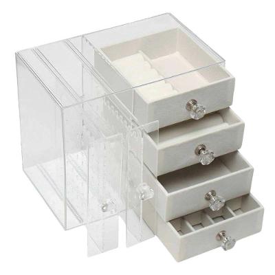 Porta Joias BSL3923 Acrílico 4 Gavetas Aveludado Transparente Compre Desejos