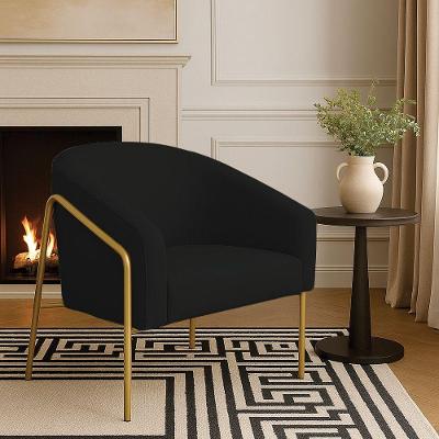 Poltrona Stella Industrial Linho Preto com Base Dourada D'Rossi