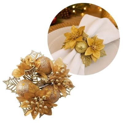 Porta Guardanapo Natalino Bico de Papagaio Decorado Dourado Yangzi