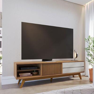 Rack para Sala Licia 75" 200CM MDF-MDP Freijó e Off White Matte D'Rossi