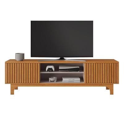 Rack Trunfo Até 70" 200CM MDF-MDP Ripado 2 Portas Off White JCM Movelaria