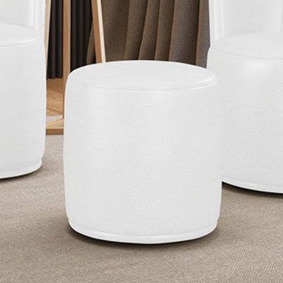 Puff Redondo Orgânico Malu Assento Espuma Couro Sintético Branco D'Rossi