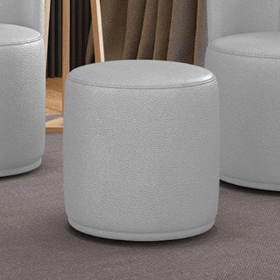 Puff Redondo Orgânico para Sala Malu Espuma Couro Sintético Cinza D'Rossi