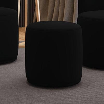 Puff Redondo Organico para Sala Malu Assento Espuma Veludo Preto D'Rossi
