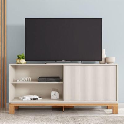 Rack Bancada para TV Visari C01 136CM MDP Porta Correr Off White D'Rossi