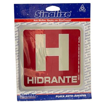 Placa de Sinalização Hidrante de Incêndio 15x15cm Vermelha Sinalize