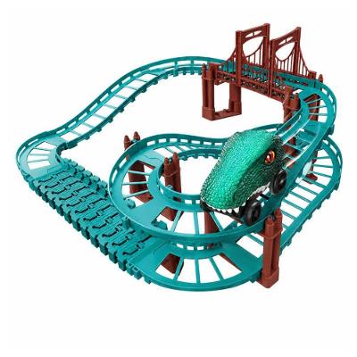 Pista de Montanha Russa Carrinho Dinossauro Modular com Curvas e Ponte Elevada