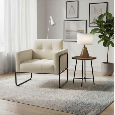 Poltrona Elisa Decorativa Veludo Cotelê Base Tubular Off White D'Rossi