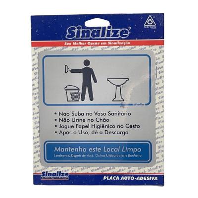 Placa de Sinalização Sanitário Masculino Alumínio 15x15CM Sinalize