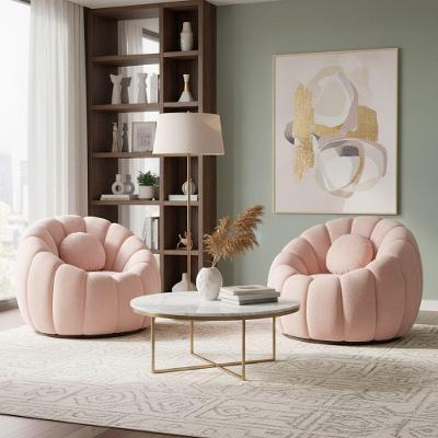Poltrona Decorativa Orgânica Fixa Kit 2 Cloud Bouclê com Almofada Fibra Siliconada Rose D'Rossi