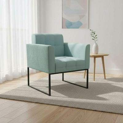 Poltrona Elisa Decorativa Veludo Cotelê Base Industrial Menta D'Rossi