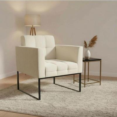Poltrona Elisa Base Industrial Veludo Cotelê Off White D'Rossi
