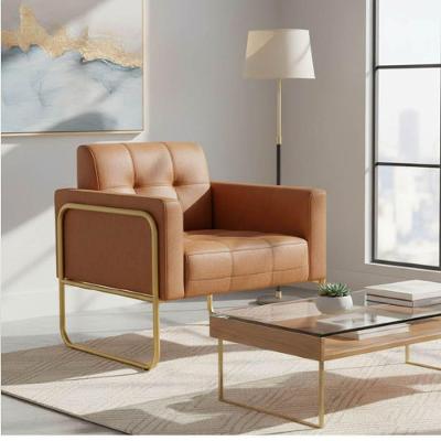 Poltrona Elisa Decorativa Sintético PU Base Dourada Whisky D'Rossi