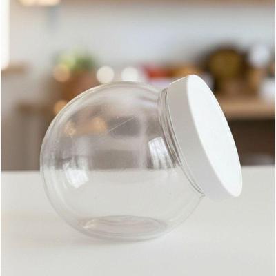 Pote Baleiro Redondo 1,45L Plástico Transparente com Tampa Branco Cristal
