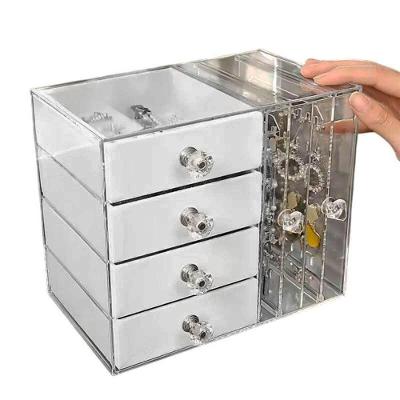 Porta Joias BSL3923 Acrílico 4 Gavetas Compartimentos Aveludados Transparente Braslu