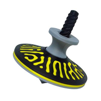 Pião com Lançador Top Spinner Abstrato 3D PLA Premium Amarelo