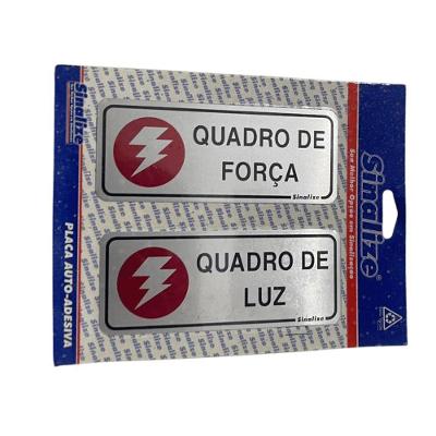 Placa de Sinalização Quadro de Força e Luz Alumínio 15x6cm Prata Sinalize