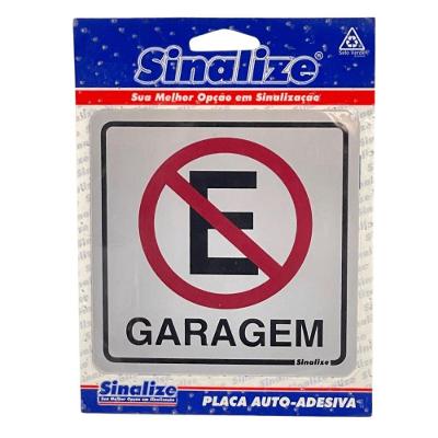 Placa de Sinalização Garagem Proibido Estacionar 12x12cm Sinalize