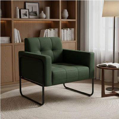 Poltrona Elisa Decorativa Sintético PU Base Tubular Preta Verde D'Rossi