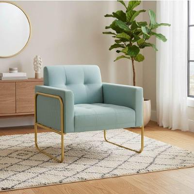 Poltrona Elisa Decorativa Veludo Cotelê Base Dourada Menta D'Rossi