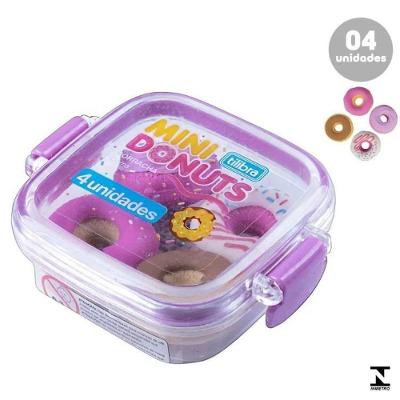 Mini Borrachas Tilibra Donuts Macias de Qualidade Superior Fáceis de Manusear Pote com 4 Unidades