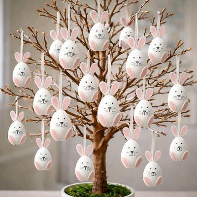 Pendente de Páscoa Ovos com Coelho Kit 36 Peças Branco 9cm X 4cm Kit&Cia