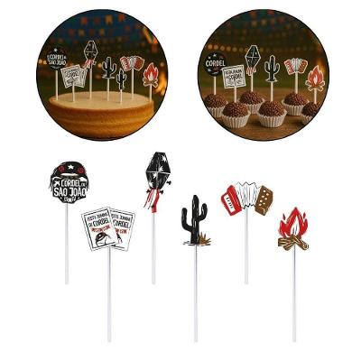 Pick Decorativo Festa Junina Arraiá do Cordel Papel Cartão 12 Unidades Cromus
