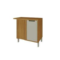 Balcão de Cozinha Modulado  Canto reto Imperatriz 1 Porta c/ Tampo Freijo/Off White - Nesher - 1