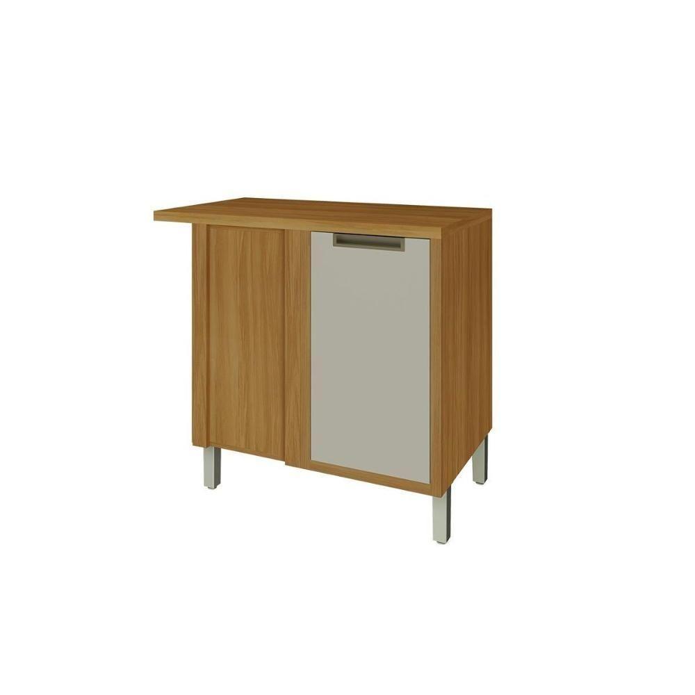 Balcão de Cozinha Canto reto Imperatriz 1 Porta c/ Tampo 93cm Freijo/Off White - Nesher - 1