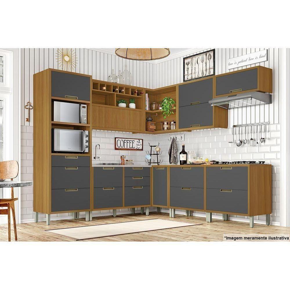 Balcão de Cozinha Canto reto Imperatriz 1 Porta c/ Tampo 93cm Freijo/Off White - Nesher - 4