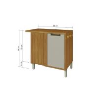 Balcão de Cozinha Canto reto Imperatriz 1 Porta c/ Tampo 93cm Freijo/Off White - Nesher - 2