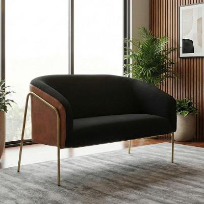 Sofá Namoradeira Stella 2 Lugares 120CM Preto Sintético D'Rossi