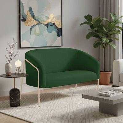 Sofá Stella 2 Lugares 120CM Verde Suede Industrial Base Alta Champanhe D'Rossi