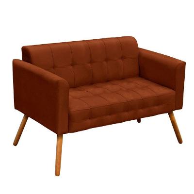 Sofá Namoradeira Elisa 2 Lugares 112CM Terracota Suede Retrô Vintage D'Rossi