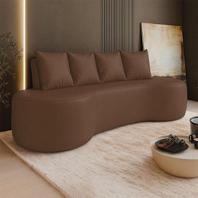 Sofá Orgânico Benin 3 Lugares 210CM Castanho Sintético PU D'Rossi