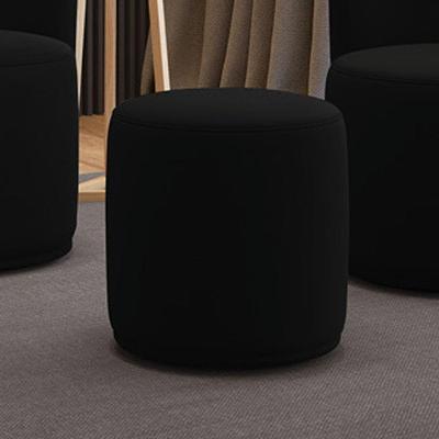 Puff Redondo Malu Orgânico Assento Espuma Estrutura Madeira Maciça Suede Preto D'Rossi