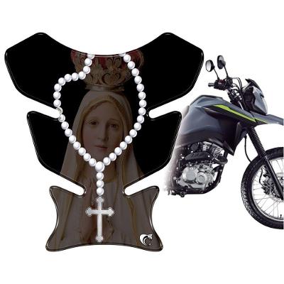 Protetor Tanque Moto Nossa Senhora Fatima Preto Resinado 3D Teu Adesivo