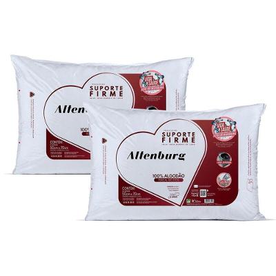 Kit 2 Travesseiros Suporte 50x70CM 180 Fios Algodão Branco Altenburg