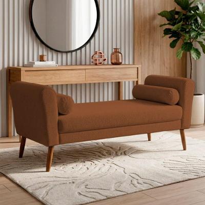 Puff Recamier Itália 140cm Pés Palito Bouclê Terracota Desk Design