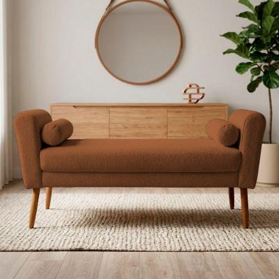 Puff Recamier Itália 100cm Pés Palito Suede Terracota Desk Design