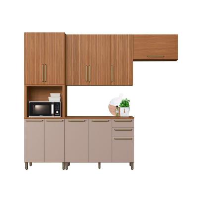 Kit de Cozinha Zurique 11 Portas Freijó com Camurça Móveis Aqui
