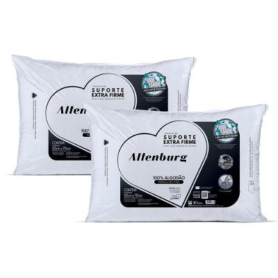 Kit 2 Travesseiros Suporte Extra Firme 50x70CM 180 Fios Branco Altenburg