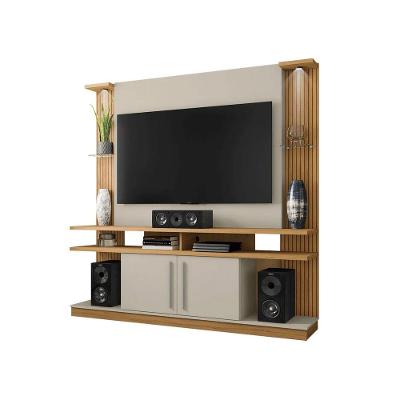 Home Theater York LED 180CM MDF Cinamomo e Off White Bechara Móveis